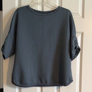 Waffle Knit Short Sleeve Top - Slate Gray